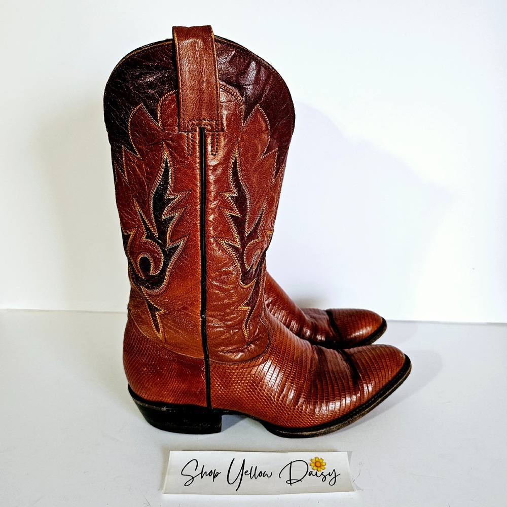 Fel-Yni Botas Y Botines Mens Leather Cowboy Western Boots Handmade Sz 8 Bo393.3